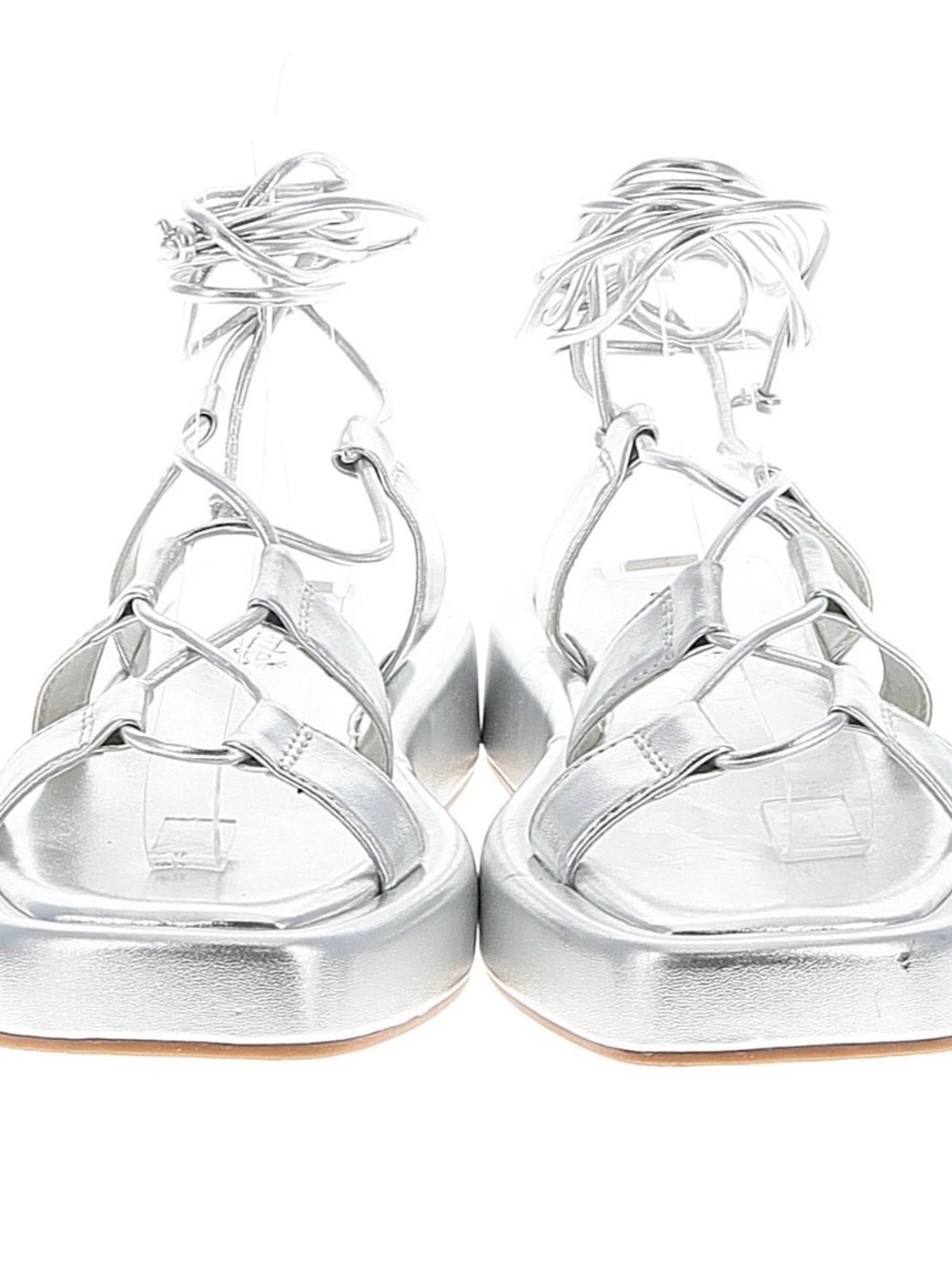 Shoe Dazzle Metallic Silver Lace-Up Gladiator Sandals